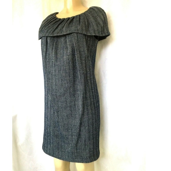 PORTS 1961 Dress Shift Wool Navy White Houdstooth - Picture 2 of 8